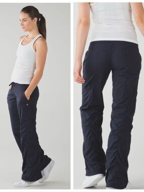 Lululemon Lined Studio Pant Lightweight Stretch Pockets MidRise Naval Blue Bavy